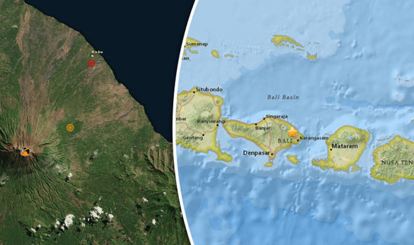 Earthquake strike near Mount Agung