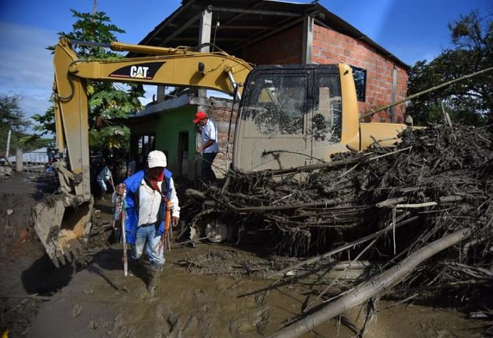 A street affected by the flooding of La Paila river in the municipality of Corinto