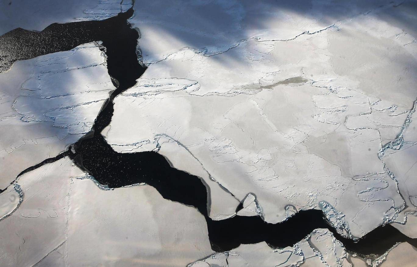 Fragmented ice floes near the coast of West Antarctica