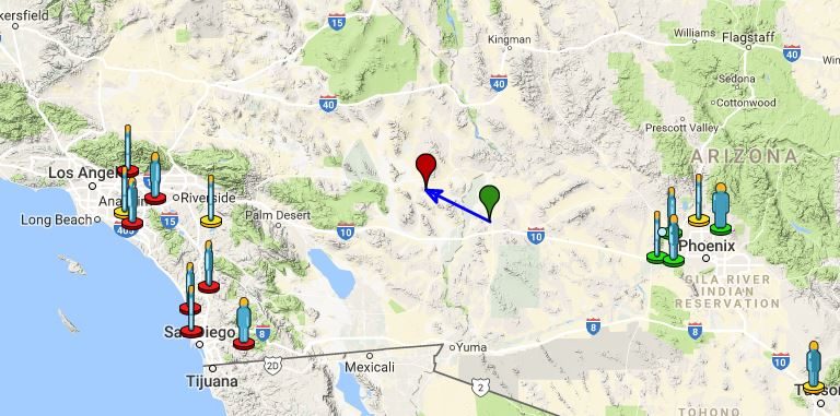 California meteor fireball map