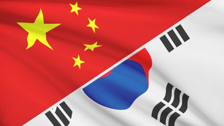 china-south-korea flags
