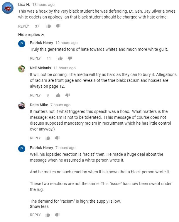 Air Force racial slur hoax Youtube comments