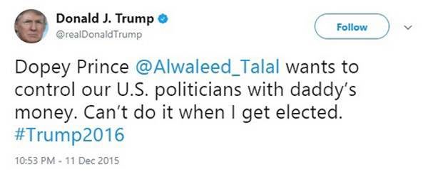 Trump tweet saudis