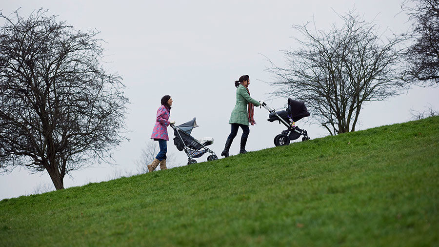 Muslim women baby strollers