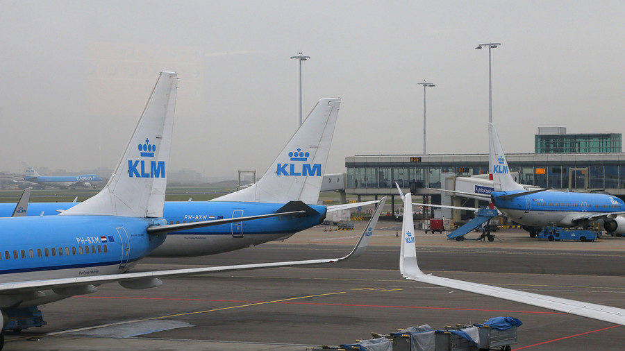 A KLM flight encountered poor weather while taking off from Schipol Airport in Amsterdam