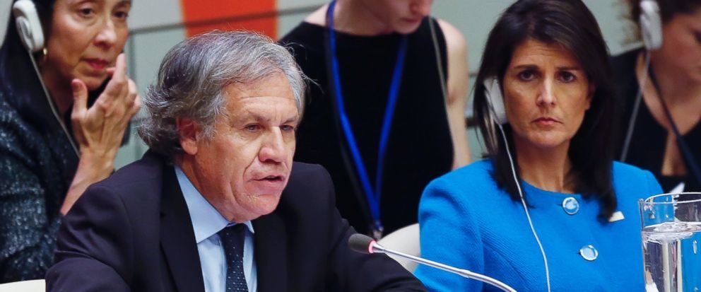 Click to enlarge Nikki Haley OAS secertary Luis Almargo