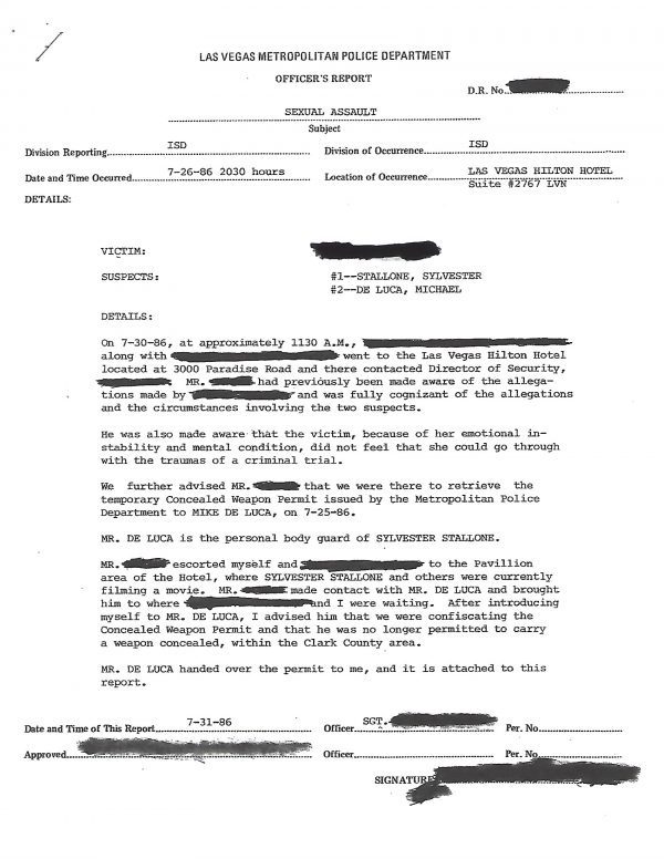 Stallone police report