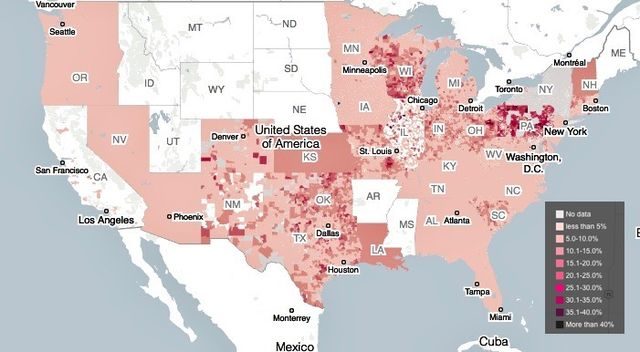 Map of lead concentrations