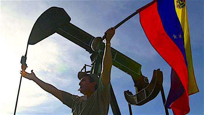 oil rig guy russian flag