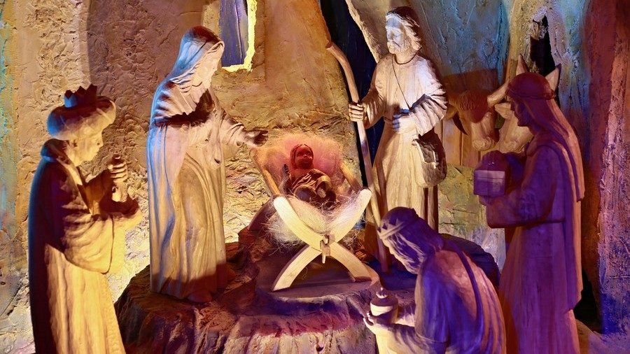 A hand-carved nativity scene.