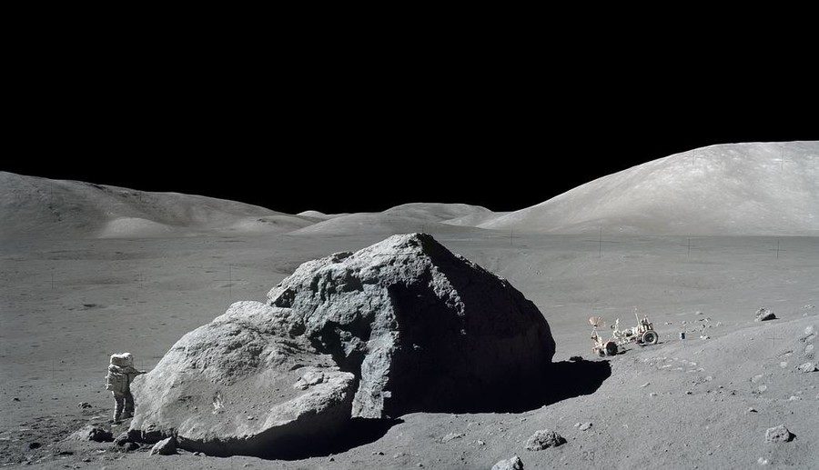 split lunar boulder