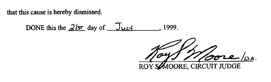 roy moore divorce signature