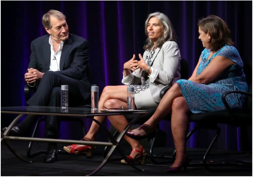 Click to enlarge Charlie Rose with PBS executive