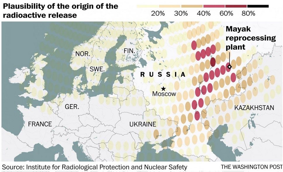 Click to enlarge radioactive cloud over Europe