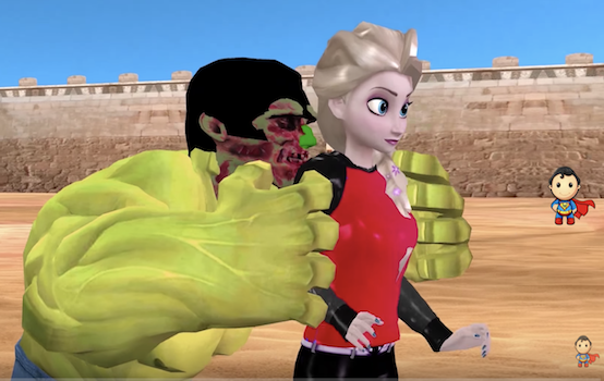 Click to enlarge Hulk and Elsa cartoon