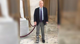 John McCain in Walking Boot