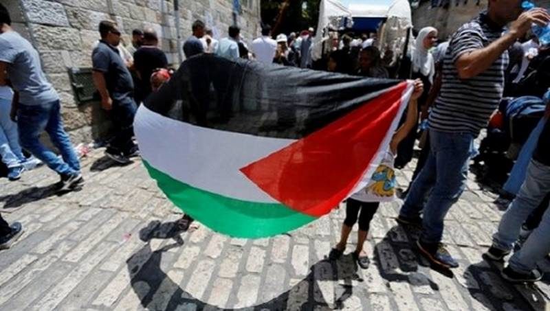 palestine flag crowd