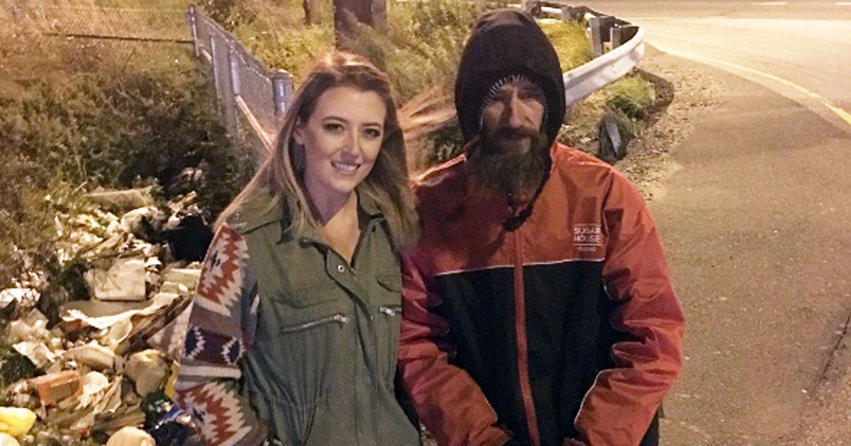 Click to enlarge Homeless man rescues woman