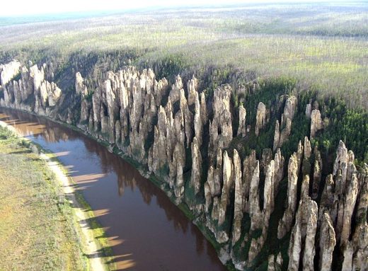Click to enlarge Lena Pillars, Yakutsk from air, Russia