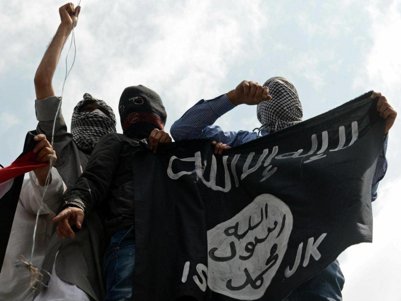 Isis flag held up by demonstrators in Kashmir