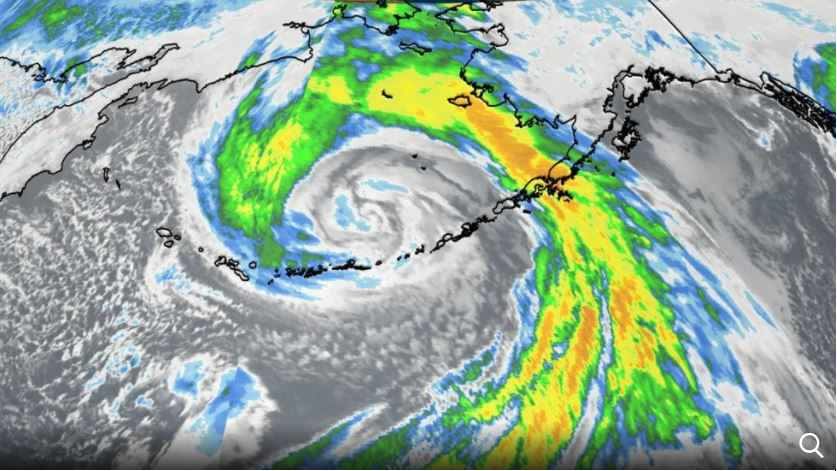 Infrared satellite of the Bering Sea storm