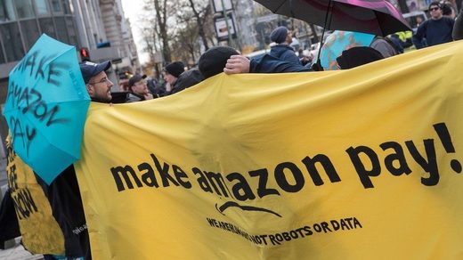 Demonstration against Amazon workers' conditions in Germany.