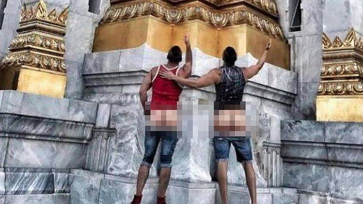 'Travelling butts' tourists arrested in Thailand for stripping in front of religious temple