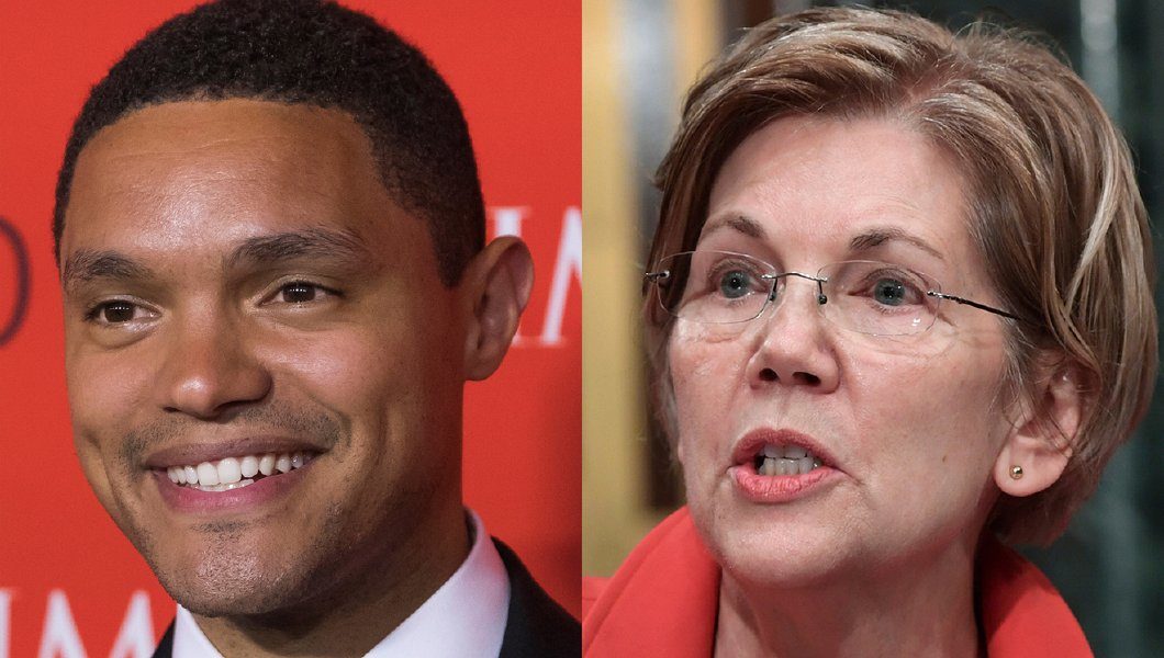 Trevor Noah and  Sen. Elizabeth Warren