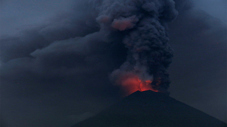 Volcano erupting