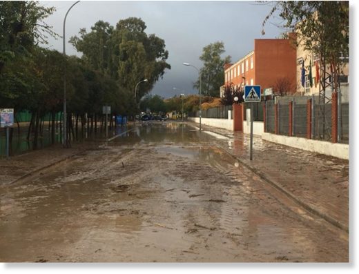 Flood damage in Campillos, Spain, November 2017