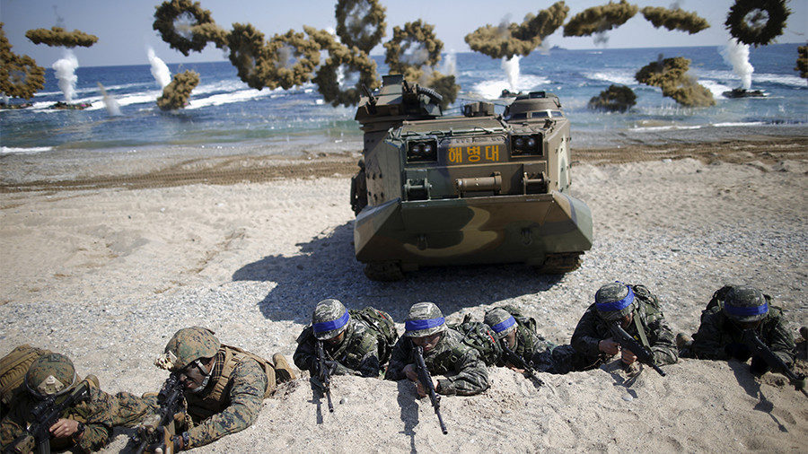 Click to enlarge FILE PHOTO: The U.S.-South Korea joint landing operation drill in Pohang, South Korea