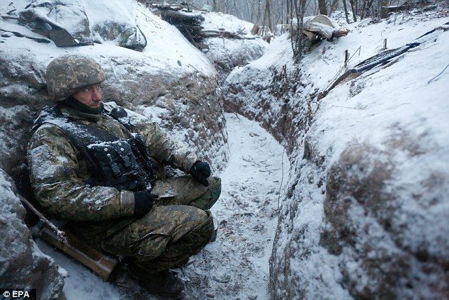 Ukranian soldier in trench