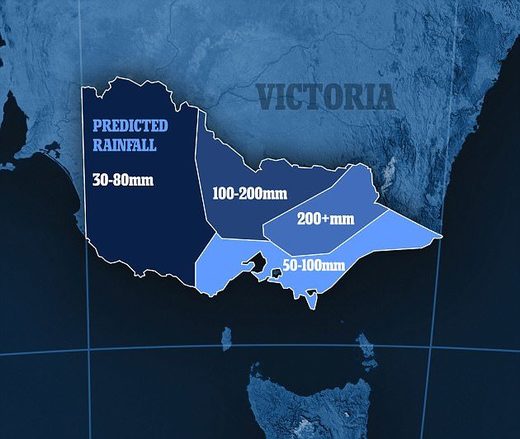Heavy rainfall forecast for Victoria, Australia