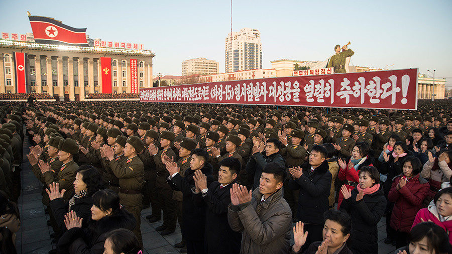 North Koreans celebrating