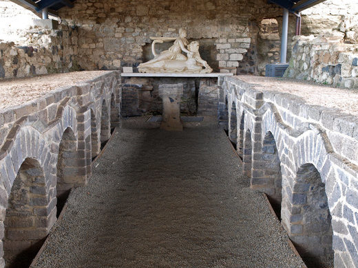 Inside the Mithraeum in Vulci, Italy.
