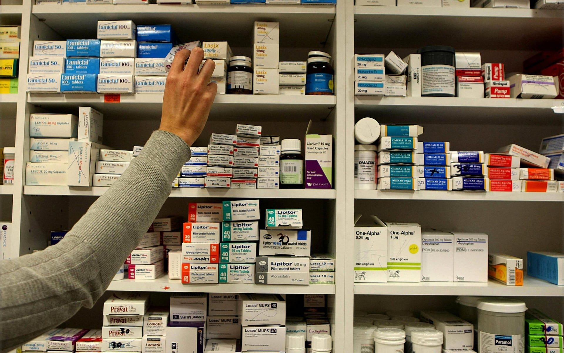 Click to enlarge pharmacy shelves