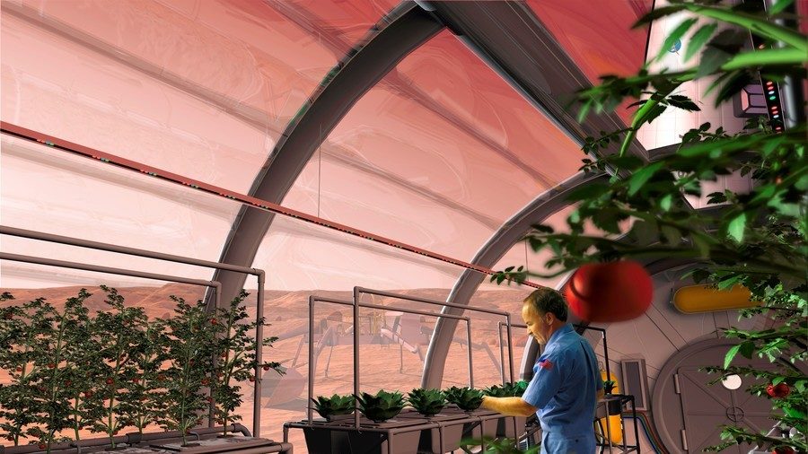 Artist's impression of a food growing facility on Mars.