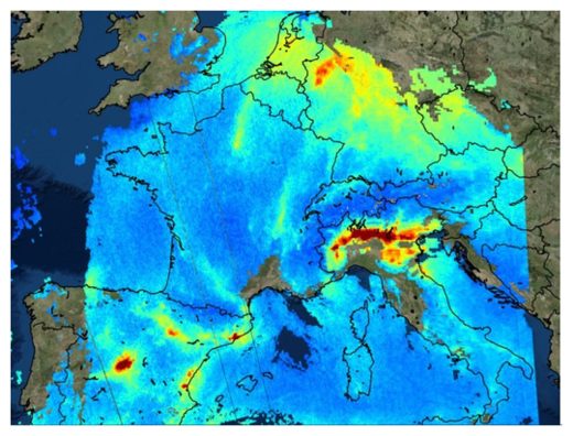 Click to enlarge SENTINEL-5P SEES NITROGEN DIOXIDE OVER EUROPE