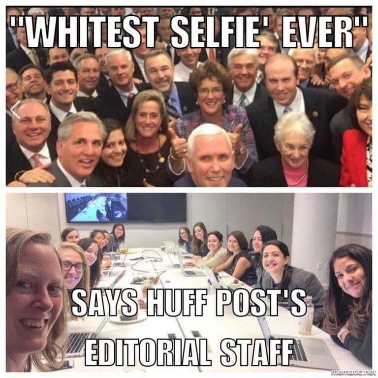 whitest selfie ever says huff post's editorial staff meme