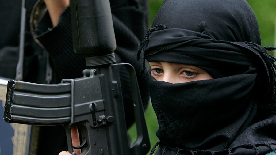Click to enlarge masked ISIS fighter machine gun