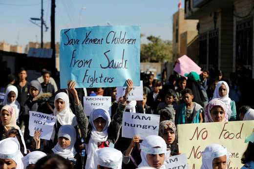 Yemen war children protest