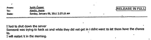 Click to enlarge Huma Abedin Judith Cooper email server