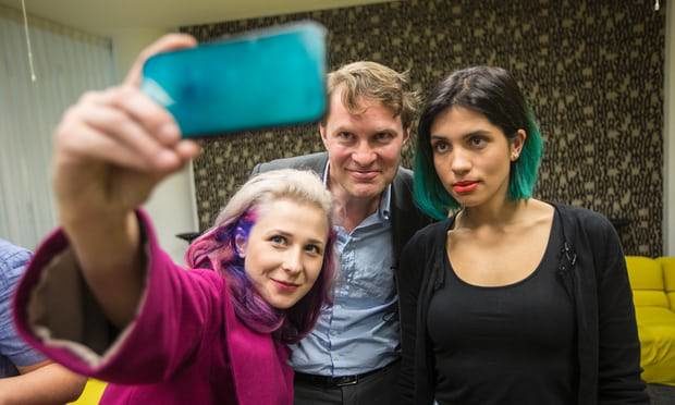 Luke Harding with some of his heroes and best friends ... he keeps writing about how wonderful they are ... (Pussy Riot) Russia