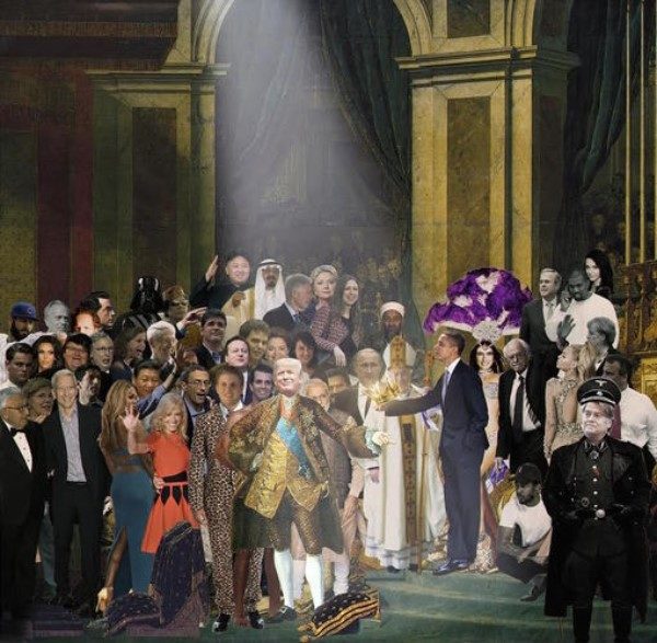 famous people Trump emperor Obama collage painting