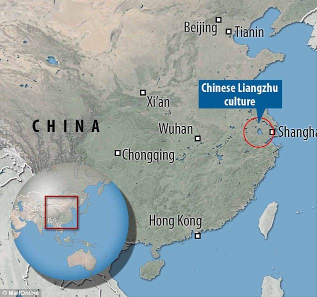 Click to enlarge The Liangzhu people occupied a large area of China's Yangtze Delta, which drains into the east China Sea, between 5,300 and 4,300 years ago