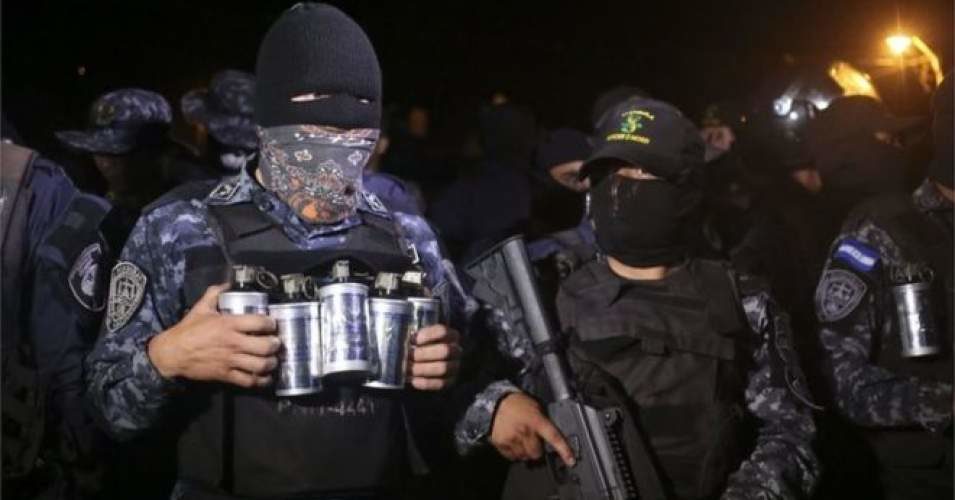 Masked officers in the Honduras National Police