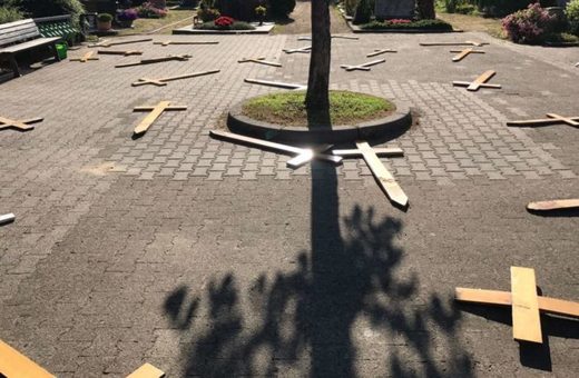 Third vandalism in six months: Wooden crosses pulled out of the ground at cemetery in Darmstadt, Germany