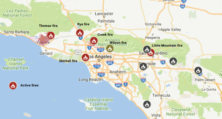 California wildfires map