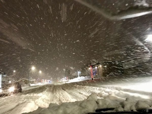 Snow filled roads Wednesday in Valdez, Alaska.