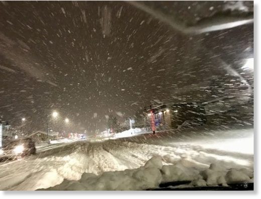 Click to enlarge Snow filled roads Wednesday in Valdez, Alaska.